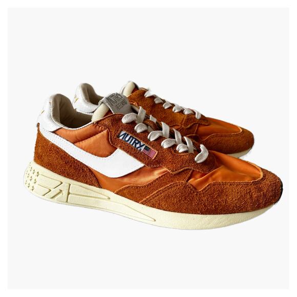 Autry NEW Reelwind Low Suede Leather Sneakers in Amberglow Orange M8/ W10 - Picture 1 of 10